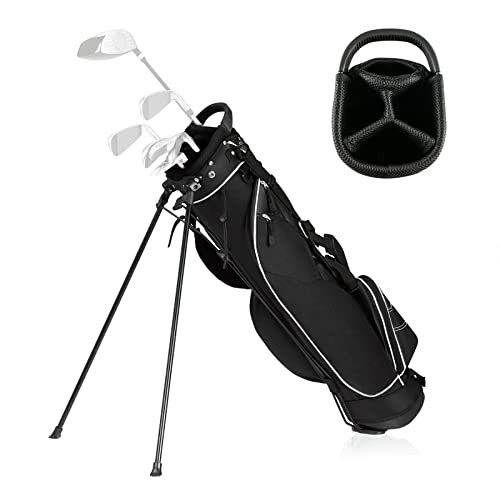 Officejoy Golf Stand Bag, Portable Golf Clubs Bag W/4 Way Dividers, 4 Pockets, Adjustable Shoulder Straps, Pencil Golf Bag W/ 2 Non-Slip Stand, Lightweight Golf Bag For Men Women (Black) #TOP9