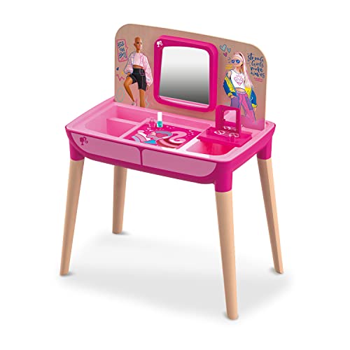 Mondo Toys - Barbie Make Up Studio - 40012, Table Multi Fonction Bureau/Coiffeuse, 3 Blush/fards à Joues, Applicateurs pour Maquillage, 3 Vernis à Ongles, 1 Miroir