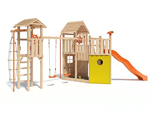 ISIDOR Spielturm Kletterturm Kon Tiki Neo mit Schaukel, Rutsche, Kletternetz, Rutschstange uvm. (Turm-Schaukelanbau) - 4251421901193 ISIDOR Spielturm Kletterturm Kon Tiki Neo mit Schaukel, Rutsche, Kletternetz, Rutschstange uvm. (Turm-Schaukelanbau)