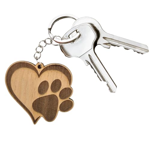 SEABUZZ Schlüsselanhänger Hundepfote im Herz - Schlüsselanhänger Hund - Herzen Anhänger - Schlüsselring für Schlüssel - Pfote Glücksbringer - Schlüsselorganizer - Lucky Charms Keychain Cute – Geschenk