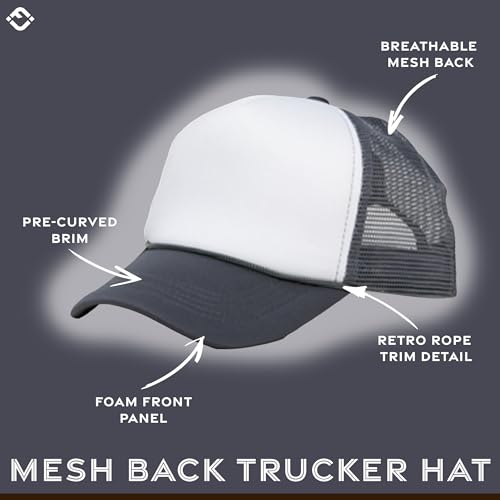 Image of Funky Junque Blank Mesh Foam Lightweight Snapback Trucker Hat | Lightweight Foam Trucker Hat with Breathable Mesh Back, Golf Beach and Street Style, Trendy Trucker Hats for Men