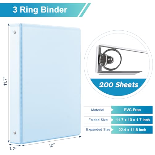 SUIN 1 Inch 3 Ring Binder 4 Pack Pastel Colors, Holds 200 Sheets Letter Size with Pockets for School Office Home