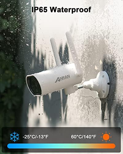 ANRAN 3MP Security Camera Outdoor with Pan Rotation 180°, Wireless WiFi Wired CCTV Camera for Home Security, Auto Tracking, Motion Detection, IP66 Waterproof, SD&Cloud Storage, Work with Alexa, B4