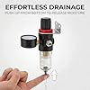 Air Filter Pressure Regulator with Water Separator - 1/4 BSP Moisture Trap for Airbrush, Air Tools & Compressor, 0-100 PSI Pressure Gauge, Easy Drain Valve