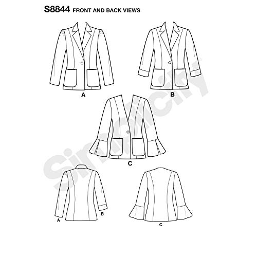 Simplicity Pattern S8844 Miss Petite Unlined Blazer, H5 (6-8-10-12-14) #TOP2