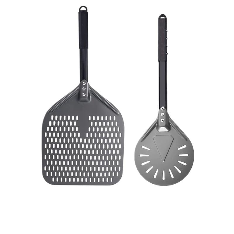 Pelle Pizza Pelle à pizza rectangulaire perforée avec pelle rotative en aluminium(12 inch 8 inch)