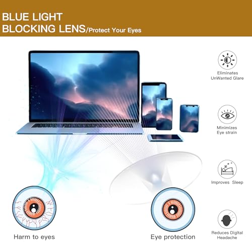 Image of Women Blue Light Glasses,Oversize Rectangular Cute Frames, Anti Eyestrain & UV Protection Computer Eyeglasses Eva