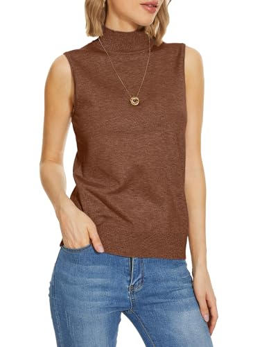 Image of INKOFF Sleeveless Mock Neck Turtleneck Knit Tops Women Dressy Casual Sweater Vest Business Work Tank