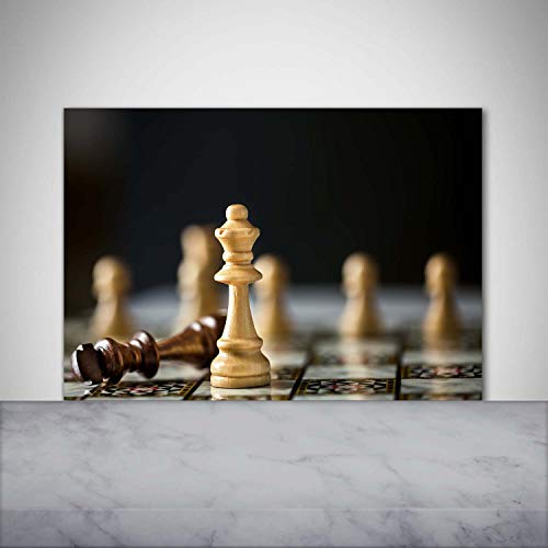 Panel protector de vidrio 100x70cm con diseño de ajedrez beige para pared 3