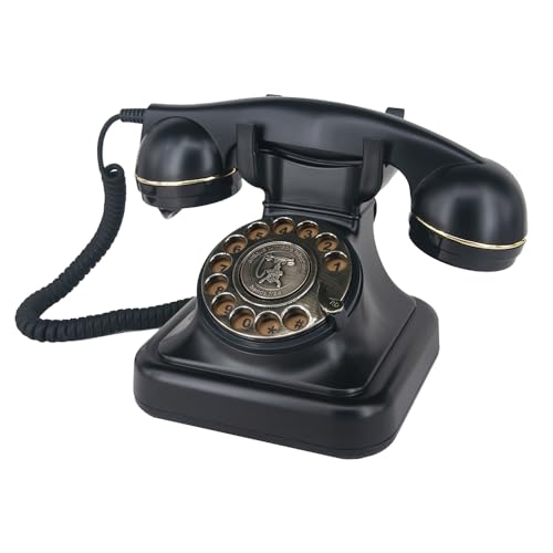 Téléphone fixe vintage haut de gamme noir à cadran rotatif