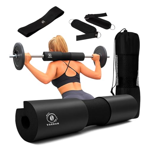 VAEDAN Almohadilla Barra Gimnasio, Tobilleras para Polea Gym y Banda Elástica. Set Accesorios de Entrenamiento de glúteo y Pierna. Incluye Bolsa de Transporte y Ebook con guía de Ejercicios