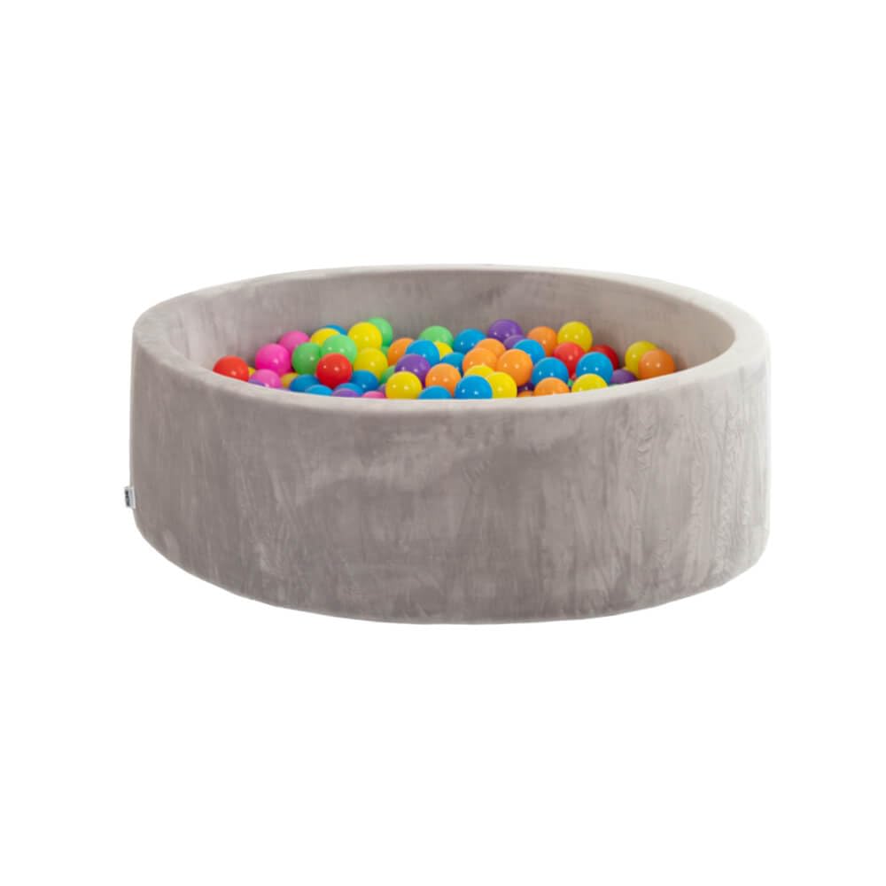 Home Deluxe - Pallone da bagno Twirl – con 480 palline colorate, velluto grigio, 100 x 100 x 30 cm, poliestere, rivestimento rimovibile, piscina per palline
