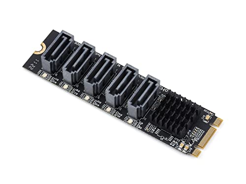 Waveshare M.2 NGFF SATA to 5-Ch SATA3 Expander JMB-582 Control Chip Driver-Free for The PC Which Support SATA PM Function Cover