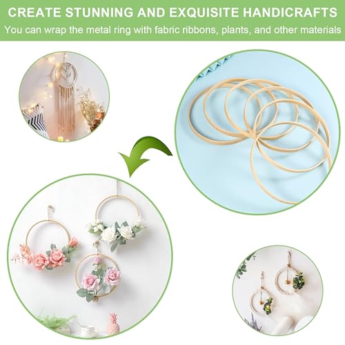SRTSTR 12 Stück Holzringe zum Basteln 15cm Traumfänger Ringe Holzringe Makramee Ringe Holzreifen zum Basteln Bambus Floral Hoop für Blumenkranz Hochzeitskranz Deko und Wandbehang DIY Handwerk
