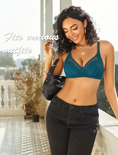 Image of Avidlove Womens Lace Bras Sexy Underwire Unlined Bra V Neck Mesh Everyday Bra Lingeries No Padded
