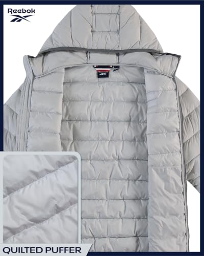 Image of Reebok Boys Winter Coat - Lightweight Insulated Puffer Jacket - Wind & Water Resistant Quilted Hooded Winter Jacket for Boys