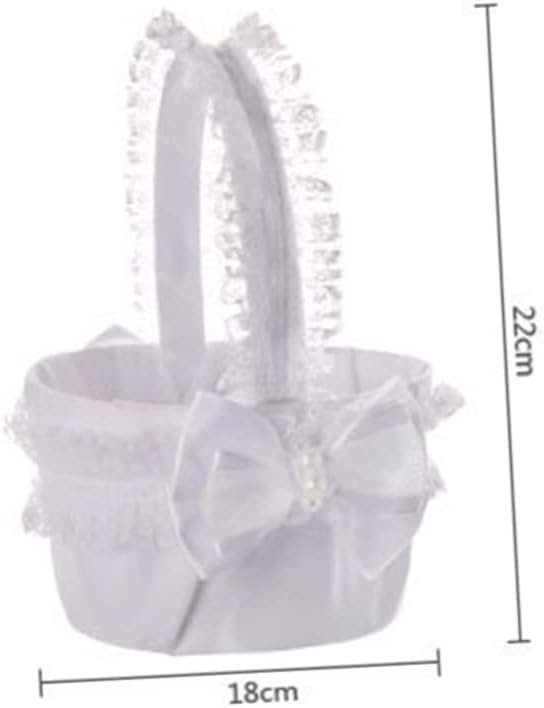 STOBAZA 3pcs Wedding Flower Girl Basket Lace Bowknot for Bridal Ceremony Party Decoration Holds Flowers Petals Keepsake for Special Events