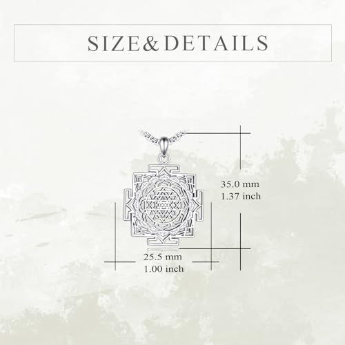 YFN Sri Yantra Necklace Sterling Silver Sacred Geometry Pendant Lotus Yoga Jewelry Gifts for Women Men4