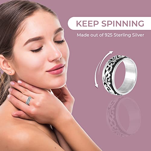 Shop Lc Spinner Ring For Women - Spinning Anxiety Ring For Men - Wedding Band 925 Sterling Silver Platinum Plated Celtic Statement Boho Jewelry Stress Relief Gifts Size 9 Engagement Bridal #TOP3