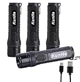 KunHe 4 Pack Bulk Keychain LED Flashlight Small Mini Rechargeable Flashlight Pocket Keychain Light Portable 300 Lumens for EDC Emergency Gift