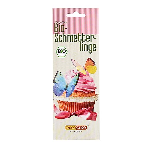 Decocino Bio Essbare Schmetterlinge (6 Stück) – hochwertige Torten-Deko | Back-Deko aus Oblate mit 3D-Effekt – als Deko für Kuchen, Muffins, Cup-Cakes