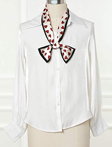 Allegra K Silky Skinny Scarves Ribbon Heart Print Long Hairband Handbag Wrap2