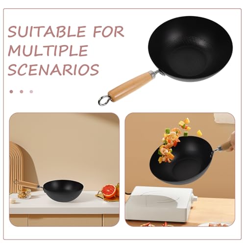 Wok pequeño de hierro forjado 24 cm para cocina doméstica miniatura 3