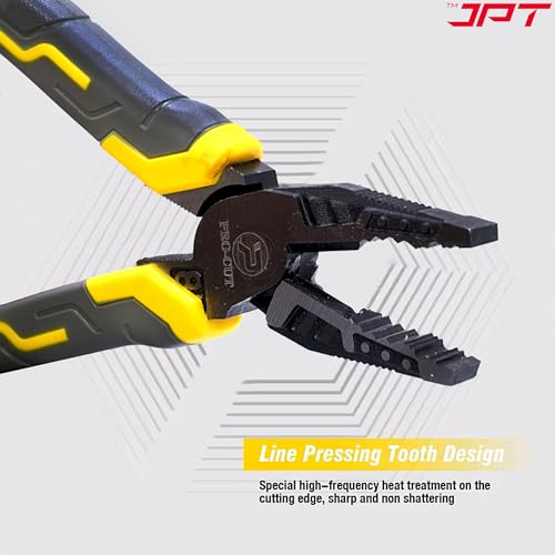Image of JPT Pro cut Heavy Duty 8-Inch High-Leverage Side Cutting Pliers for Twisting, Clamping Screws, and Cutting Soft Metals like Copper and Aluminum