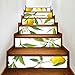 6 pezzi adesivi per scale di arte moderna, decalcomanie per decorazioni per la casa in vinile con frutta floreale al limone, adesivo da parete per decorazione autoadesiva per scale fai da te, 7x39 po