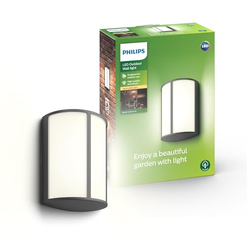 Philips Mygarden, applique murale extérieure LED, 6W, Gris Anthracite, Lumière Blanc Chaud 2700K