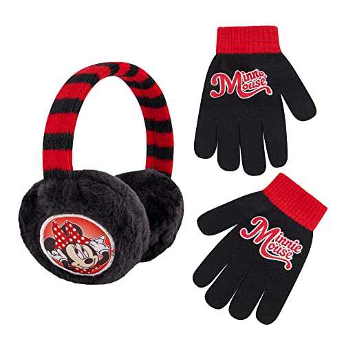 Disney Girls Winter Earmuffs Warmers And Kids Gloves Sets, Minnie Mouse For Ages 4-7