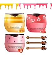 Bee Lip Balm Honey Pot,3 PCS Strawberry&amp;Honey&amp;Watermelon Lip Sleeping Mask,Hydrating Prevention D...