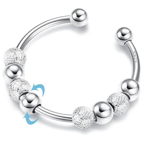 wohn&lebe Anel anti-stress mulher anel anti-stress de lei 925 mulher, anel prata esterlina 925 mulher, anéis anti-stress Spinner anel anti-stress aberto anel ansiedade anéis para ansiedade para