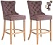 Produktbild CLP 2er Set Barhocker Taipeh Stoff I Thekenhocker Mit Fußablage I Barstuhl Mit Lehne I Hocker Mit 4-Fußgestell Braun, antik-hell