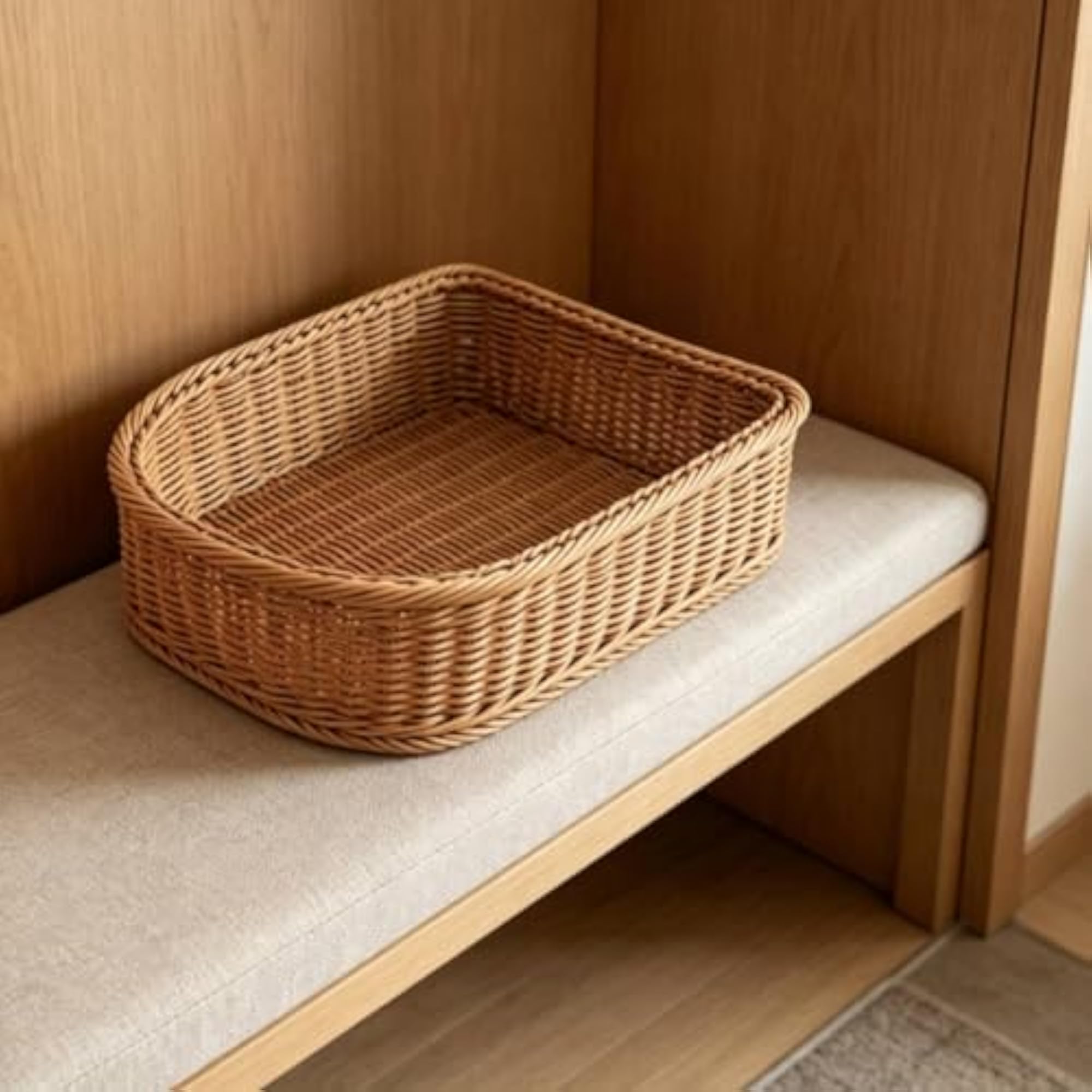 Large Capacity Imitation Rattan Slipper Basket, D-Shaped