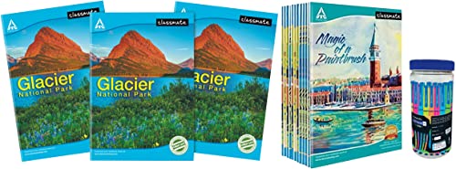 Image of Classmate Long Notebook - 140 Pages, Single Line (Pack of 12) & Octane Neon- 25 Blue Gel Pens Long Book - Single Line, 172 Pages, Pack Of 3