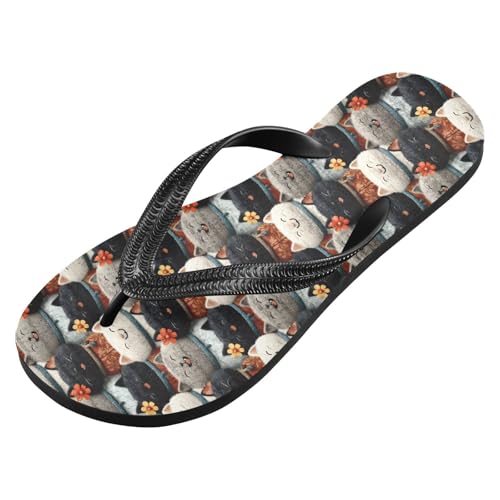 Flip Flop Sandals Happy Cats Print for Women Men Beach Outdoor XS2