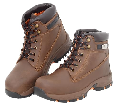 Image of BLACK+DECKER High Ankle Brown Safety Shoes for Men | Double Density | Fiber Toe | Water Repellent, High Breathability & Sweat Absorption | BXWB0162IN