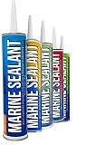Marine Sealant and Adhesive, Waterproof Marine Grade Caulk, High Temp Water Sealant for Boat, Auto, RV, Without Silicone - 1 Tube, White, 10 oz