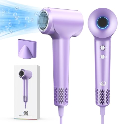 KARFUN Asciugacapelli Ionico Professionale, 1500W Phon Capelli Professionale, 200 Milioni di Ioni Negativi, 110000 RPM Asciugatura Rapida, Regolazione Intelligente Temperatura, Basso Rumore (Viola)