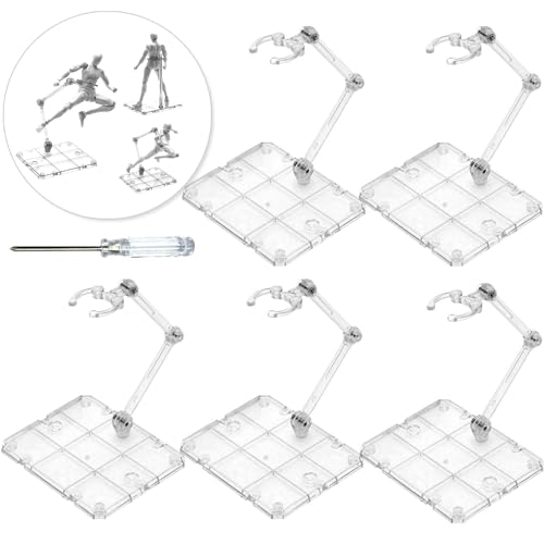 XISTEST Action Figure Stand, 5PCS Assembly Action Figure Display Holder Base Doll Model Support Stand Compatible with HG RG SD SHF Gundam 1/144 Toy