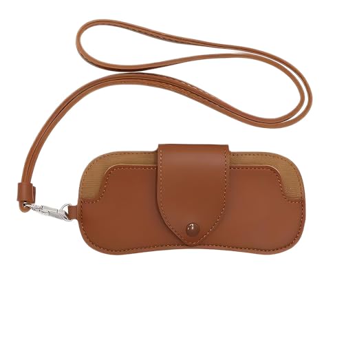 ONEBO 1 Pièce Pochette Pour Lunettes De Soleil, Cuir éTui à Lunettes de Voyage with Button Closure, Sac à Lunettes de Soleil en Cuir Souple, Pochette À Lunettes Portable, pour Hommes Femmes (Marron)