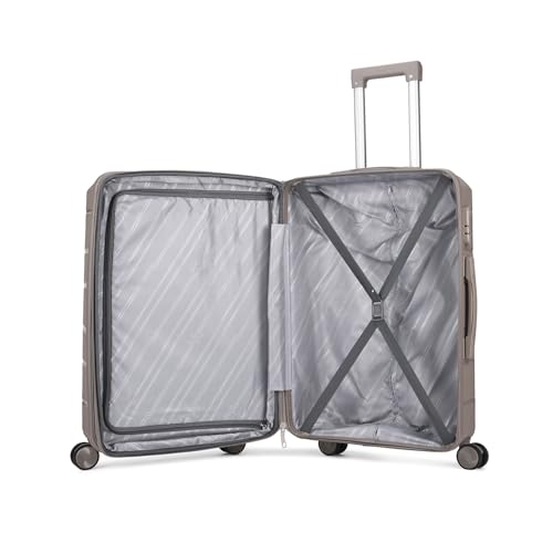 Image of VIP Pristine Hardsided 8 Wheel Polypropylene (PP) Spinner Suitcase With Large Expander,Combination Lock And 5 Years International Warranty (Brown, (Cabin+Medium+Large)), 60 Cm