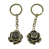 5 Stück antiker Bronze-Ton Schlüsselanhänger Schmuck Verschlüsse Lieferanten G8UI6A Rose Blume