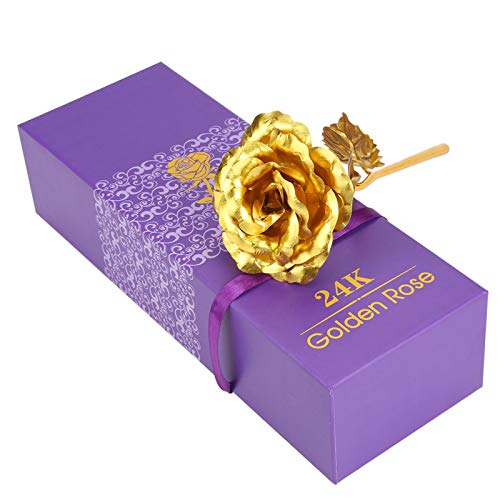 Listado de Rosa oro los mejores 5. 42 24K Rosa Chapada En Oro Regalos para El Día De San Valentín, oro amarillo de 24 k, flor 24K Rosa Chapada En Oro Regalos para El Día De San Valentín, tallo largo, 24K Rosa...