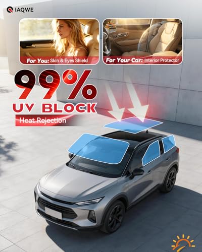 Image of IAQWE 35% VLT Ceramic Car Window Tint Film 24 inch x 15ft Roll, High Heat & UV Block Privacy Film, Shatterproof & Scratch Resistant - Black