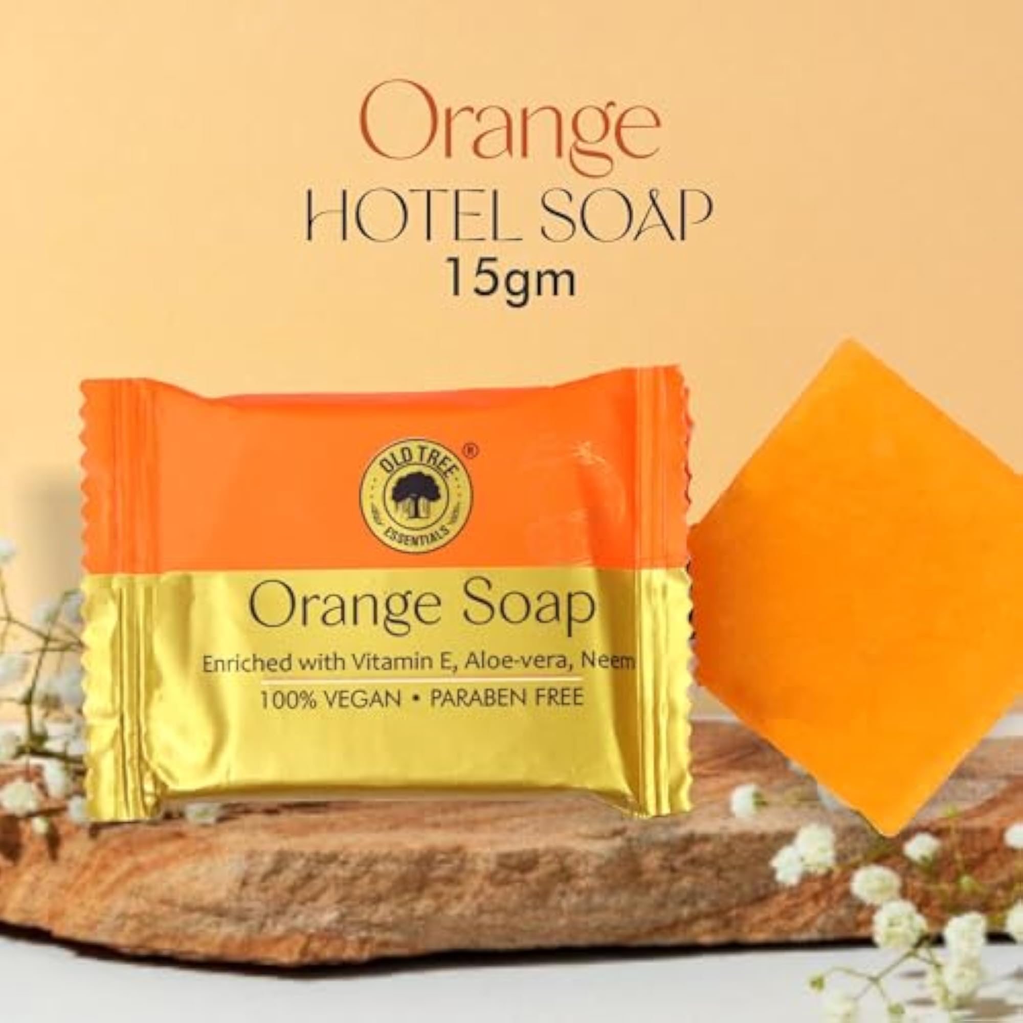 Hotel Soap 15gm Pack of 100, Natural Orange Glycerine