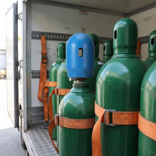 Tapa de cilindro de oxígeno de acero azul para transporte seguro y uso industrial 7