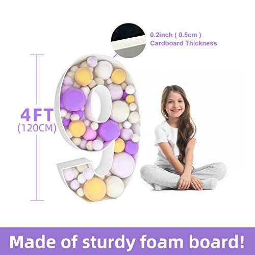 4FT Marquee Numbers, Mosaic Numbers for Balloons Large Cardboard Numbers Foam Board DIY Balloon Frame for Birthday Party Wedding Anniversary Baby Shower Party (Number 9) - Thumbnail 2