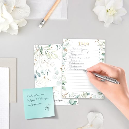 paper&you® A6 To-do Listen Block Blattgold mit 50 Blatt zum Abreißen - Notizblock, Tagesplaner, Organizer - nachhaltig & klimafreundlich
